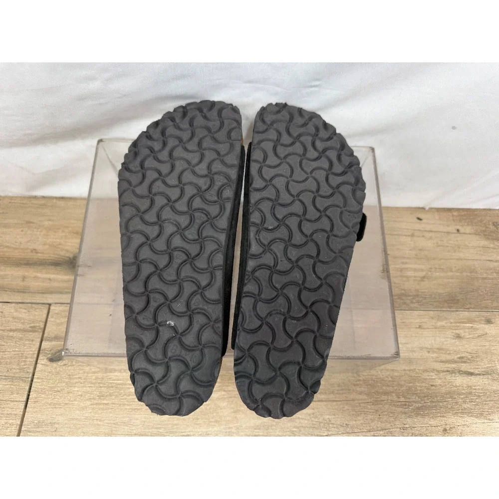 Birkenstock Arizona Soft Footbed Black Suede Leather Sandals Mens 7 Womens 9 40